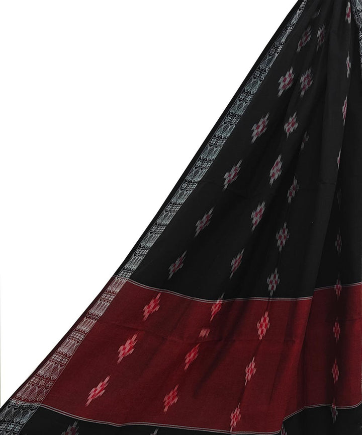 Red black handwoven cotton sambalpuri dupatta