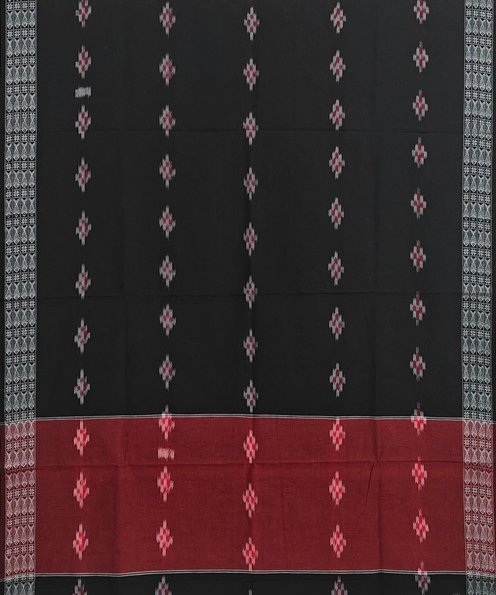 Red black handwoven cotton sambalpuri dupatta
