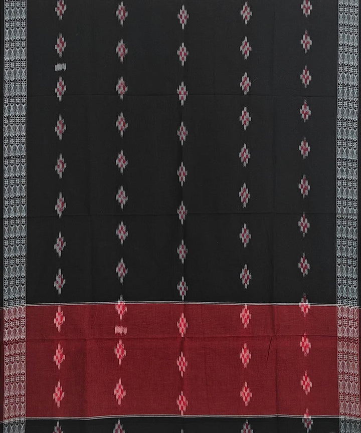 Red black handwoven cotton sambalpuri dupatta