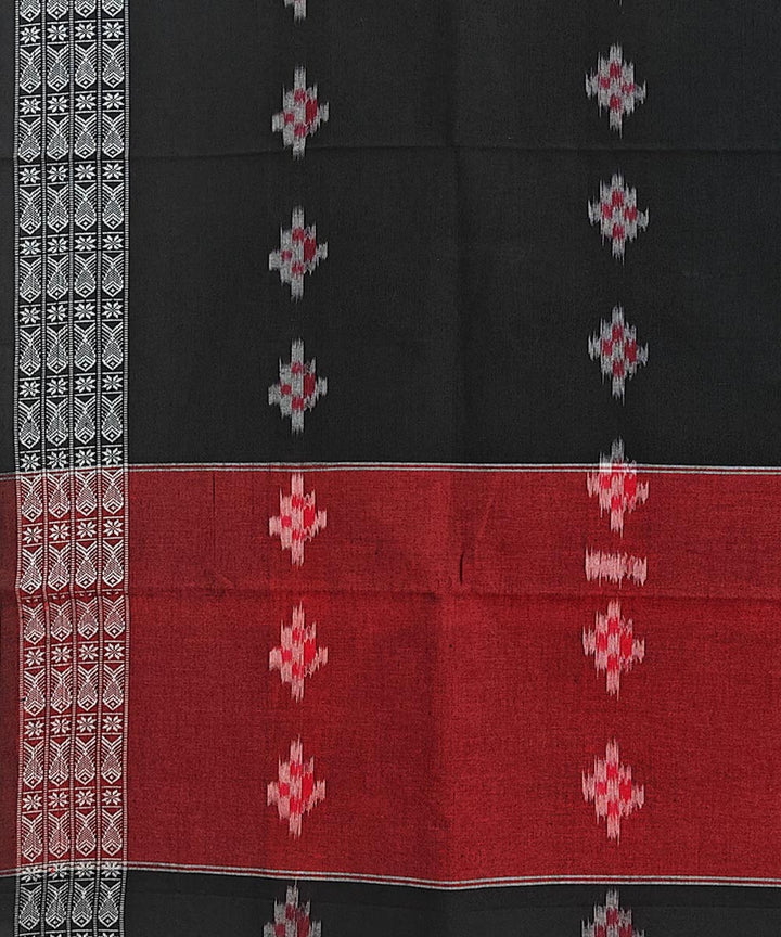 Red black handwoven cotton sambalpuri dupatta
