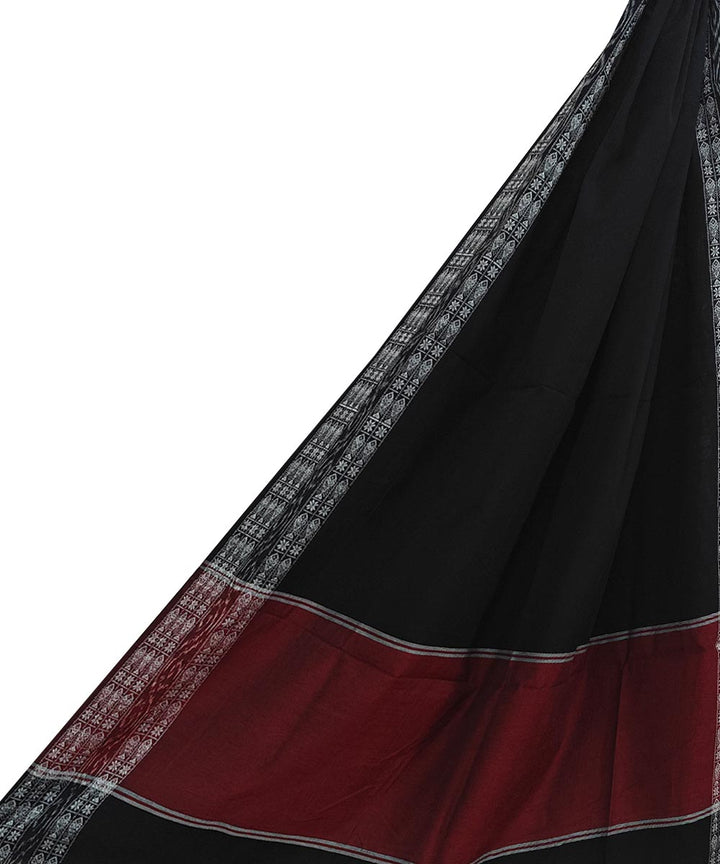 Maroon black handwoven cotton sambalpuri dupatta