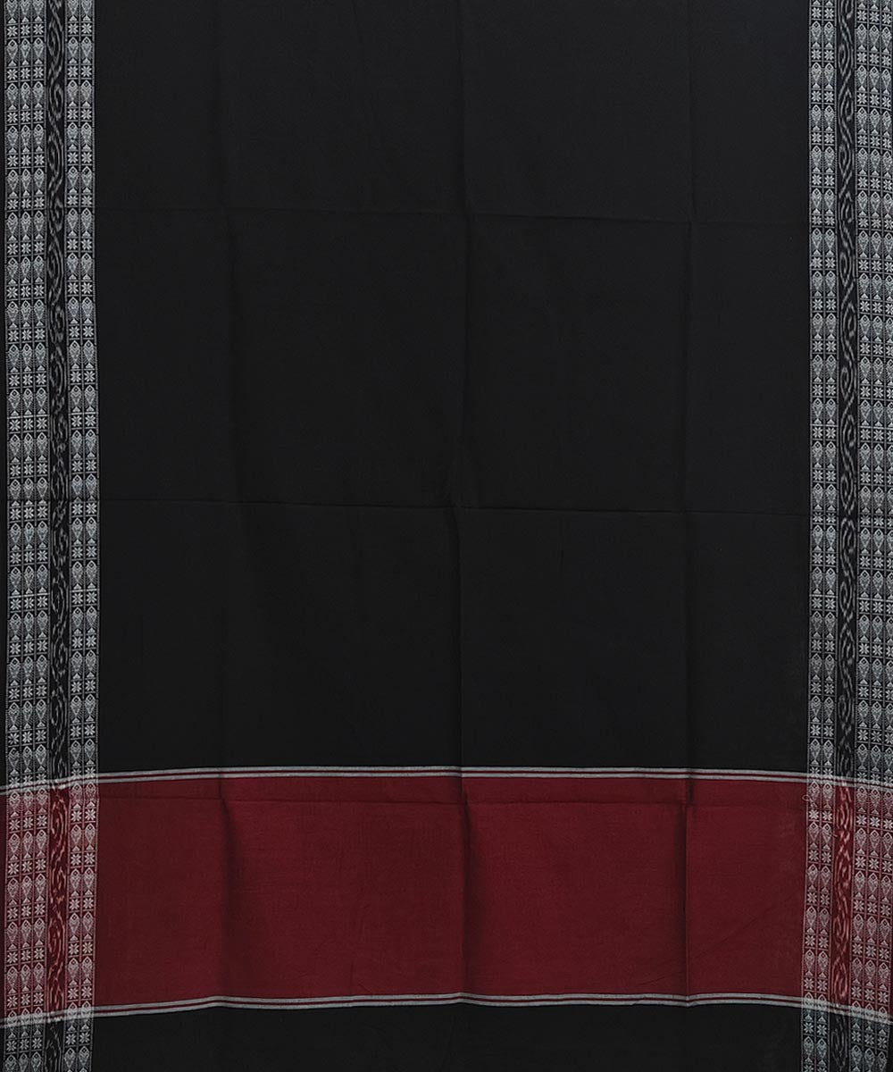 Maroon black handwoven cotton sambalpuri dupatta