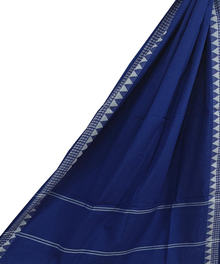 Navy blue white border handwoven cotton sambalpuri dupatta