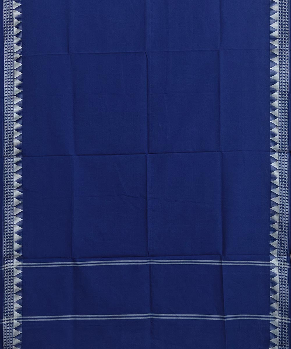 Navy blue white border handwoven cotton sambalpuri dupatta