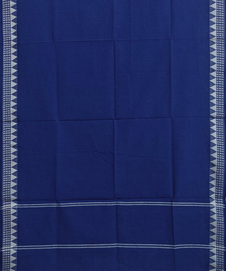Navy blue white border handwoven cotton sambalpuri dupatta
