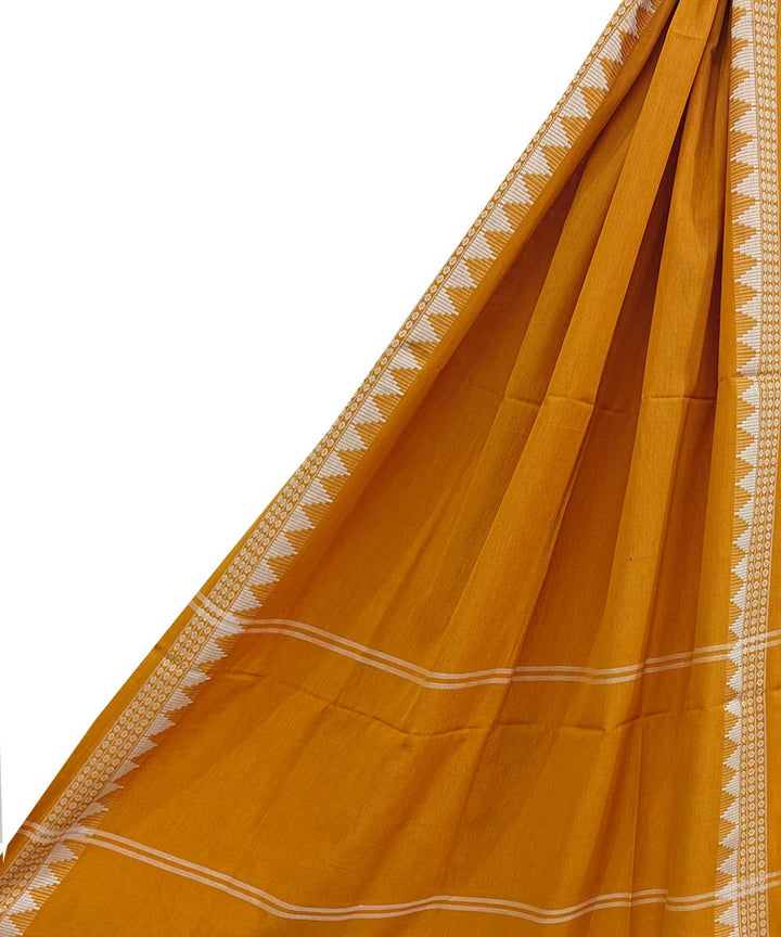 Orange white handwoven cotton sambalpuri dupatta