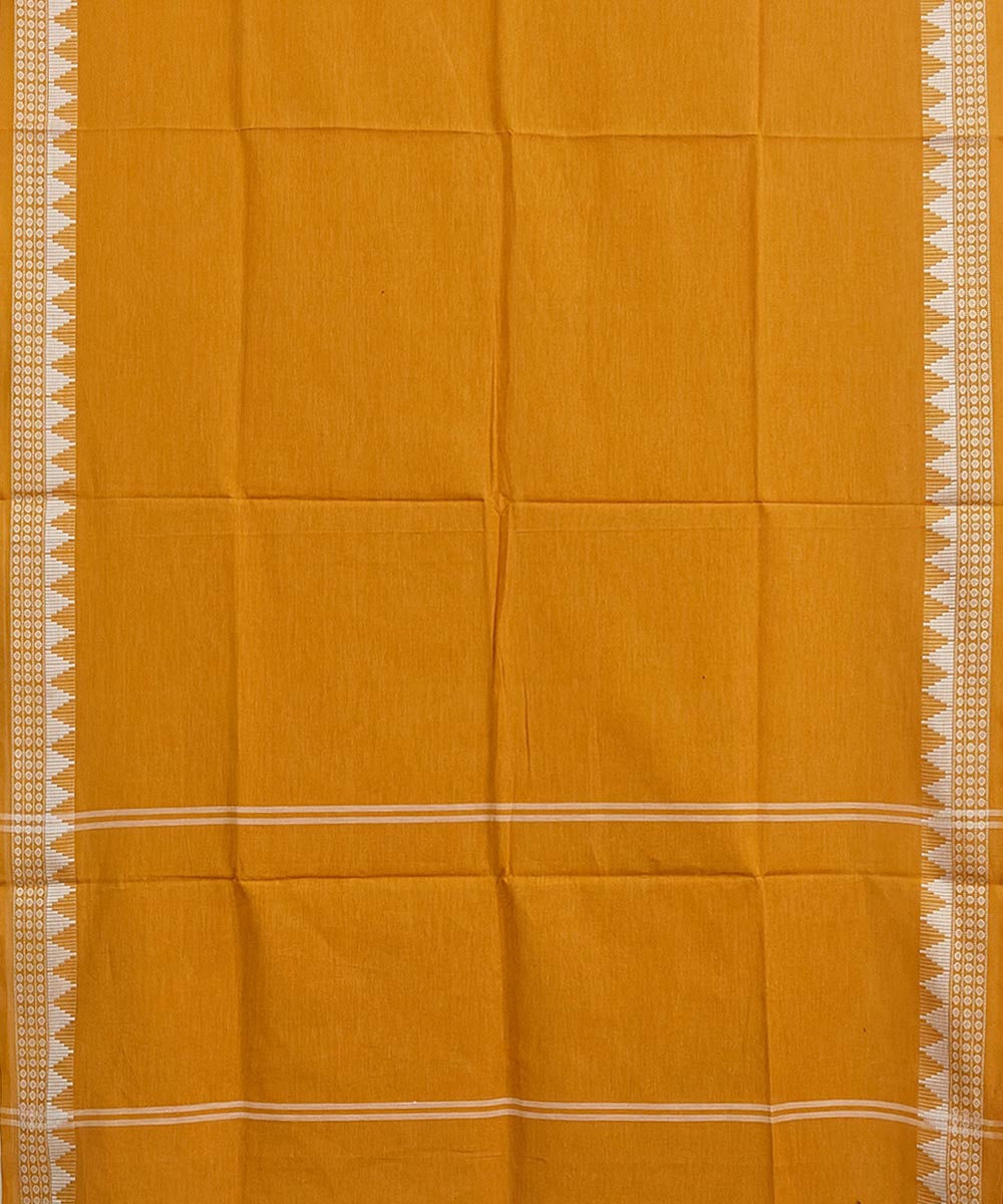Orange white handwoven cotton sambalpuri dupatta
