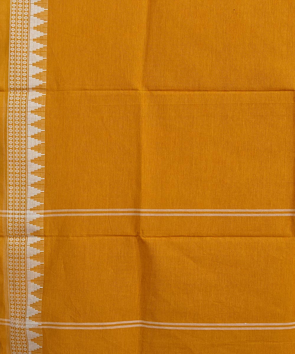 Orange white handwoven cotton sambalpuri dupatta