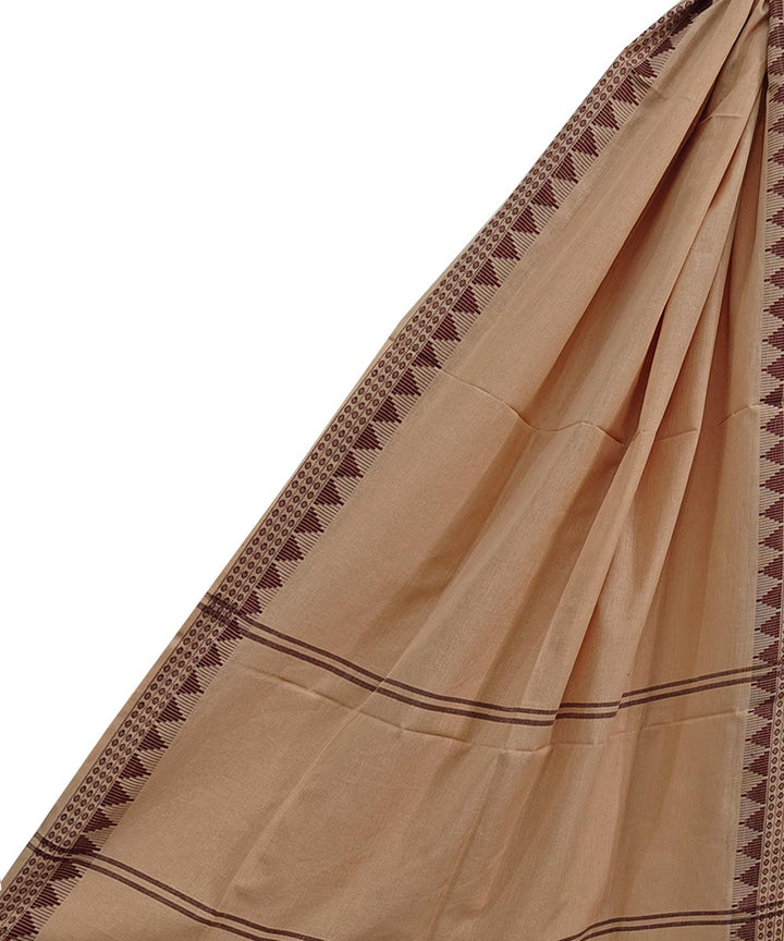 Beige maroon handwoven cotton sambalpuri dupatta