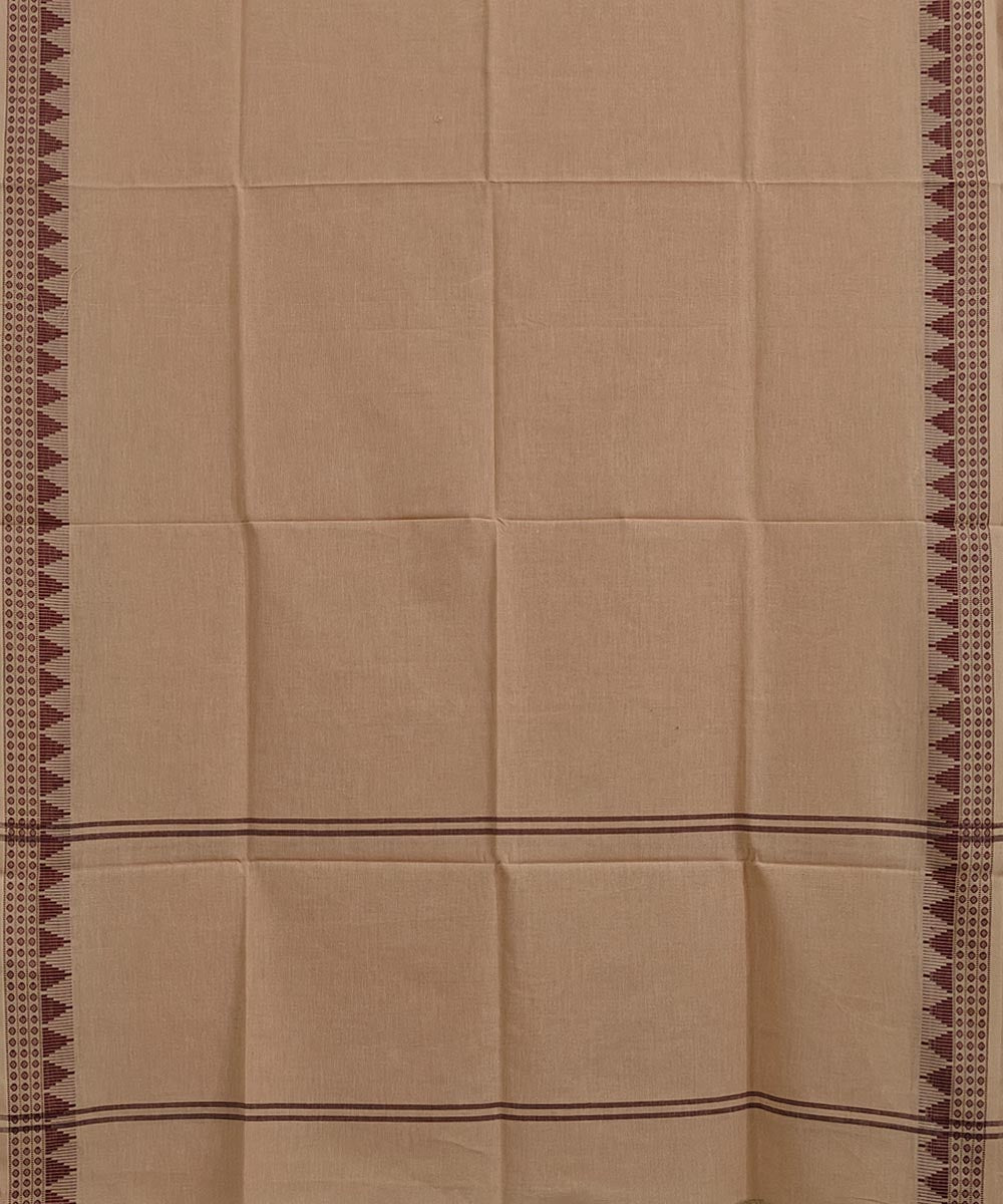 Beige maroon handwoven cotton sambalpuri dupatta