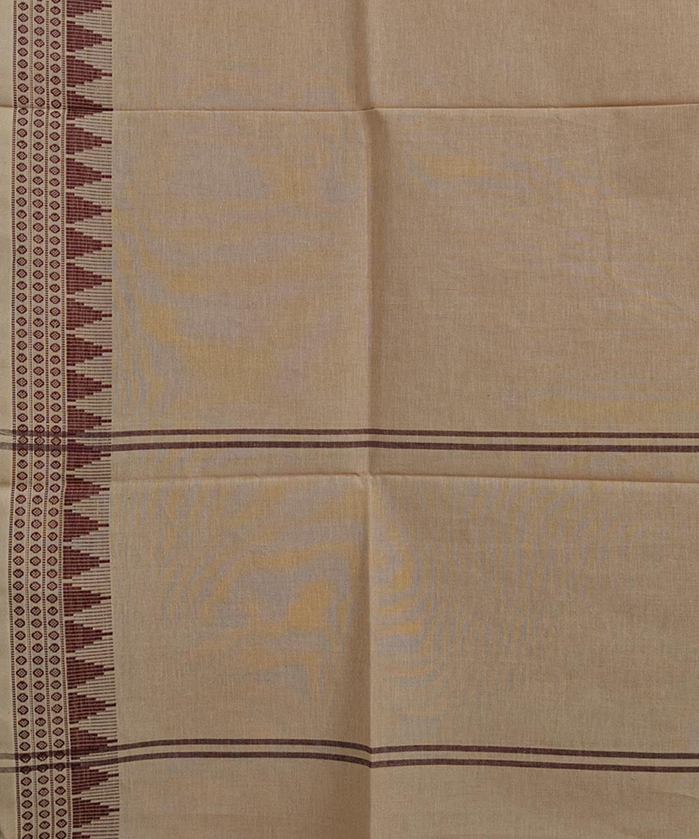 Beige maroon handwoven cotton sambalpuri dupatta