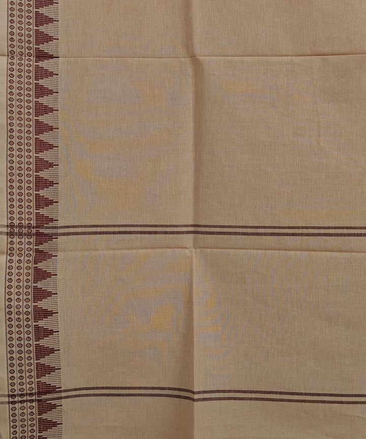 Beige maroon handwoven cotton sambalpuri dupatta