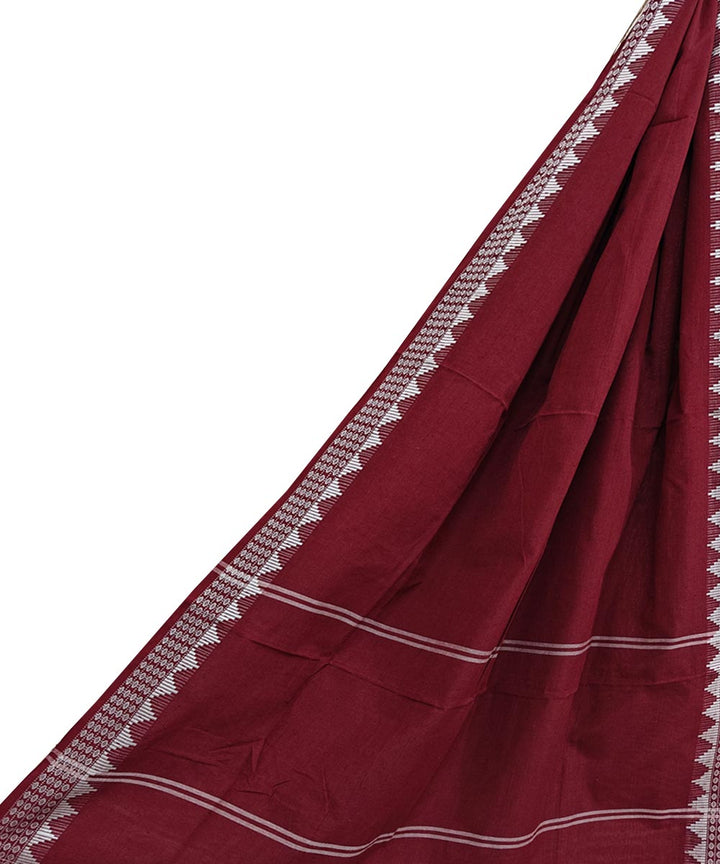 Maroon white handwoven cotton nuapatna dupatta