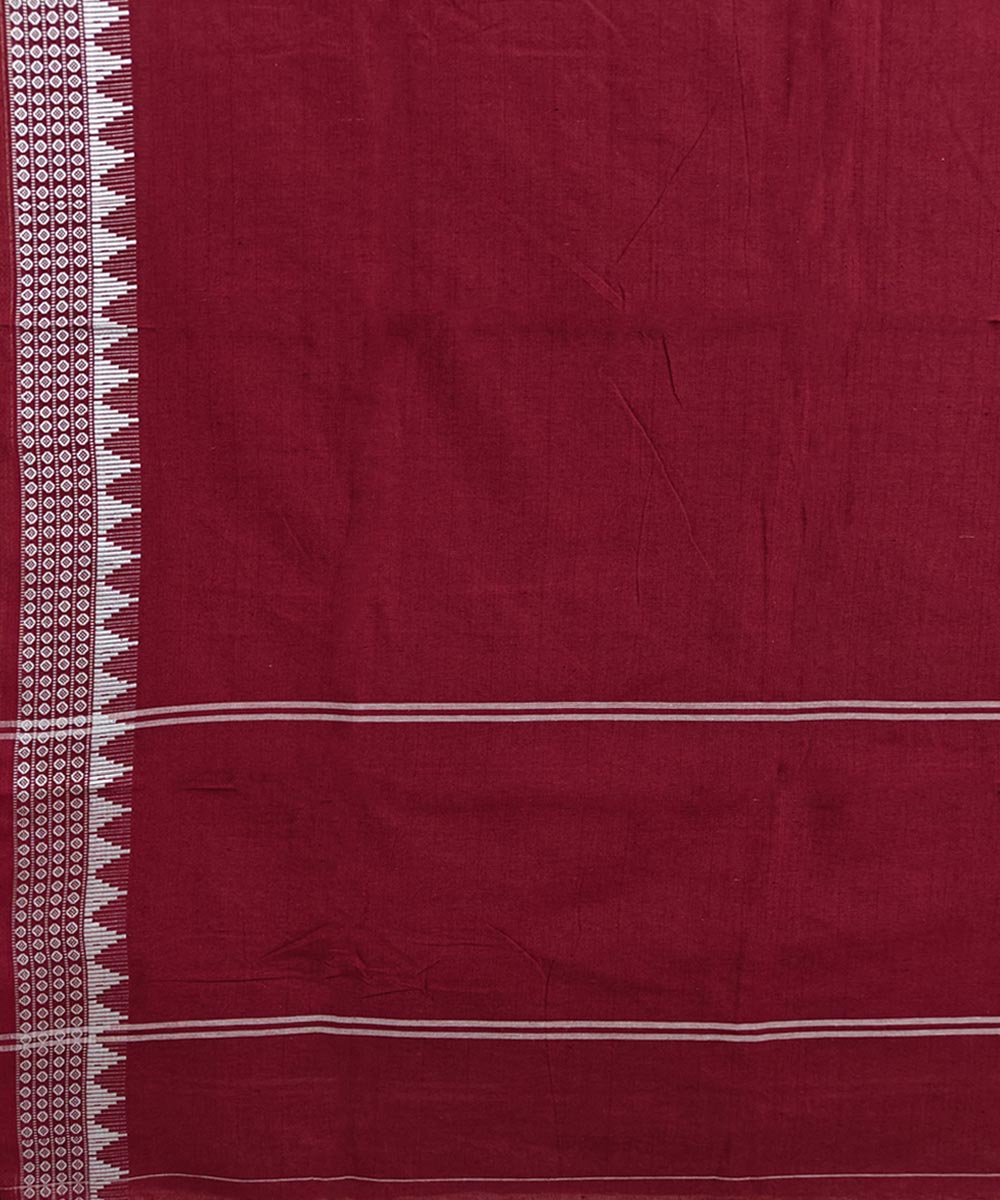 Maroon white handwoven cotton nuapatna dupatta