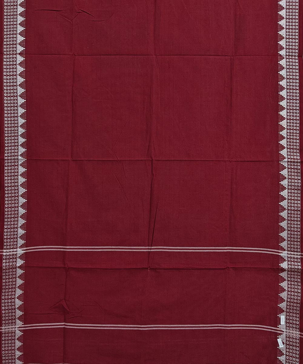 Maroon white handwoven cotton nuapatna dupatta
