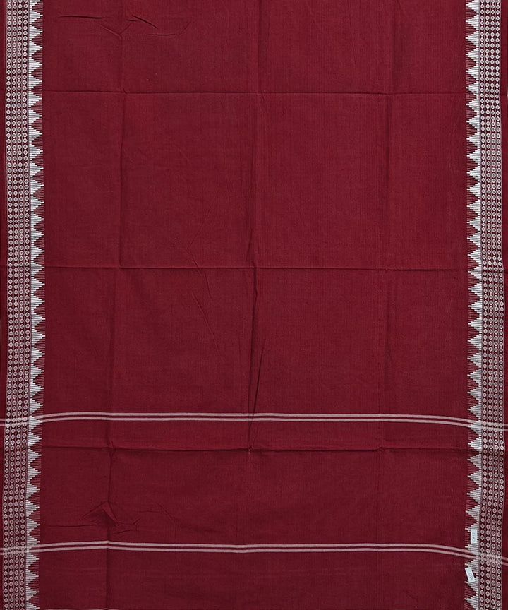 Maroon white handwoven cotton nuapatna dupatta