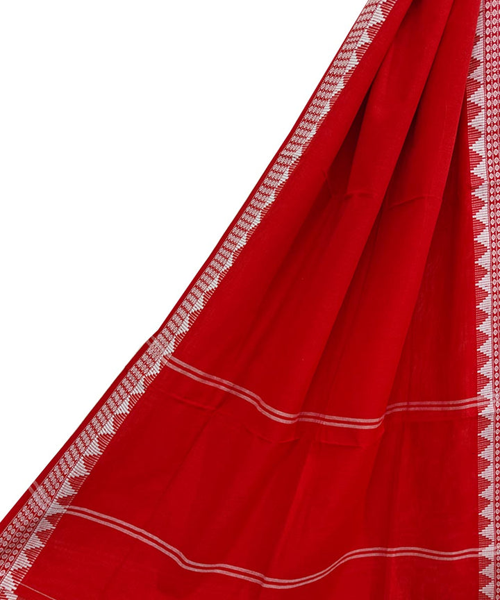 Red white handwoven cotton nuapatna dupatta