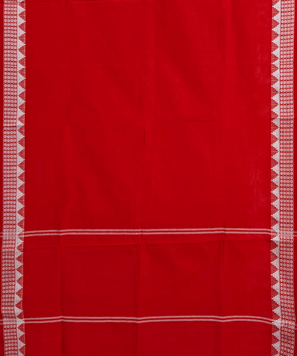Red white handwoven cotton nuapatna dupatta