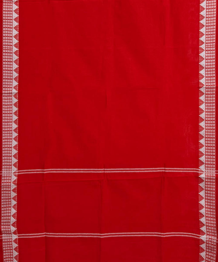 Red white handwoven cotton nuapatna dupatta