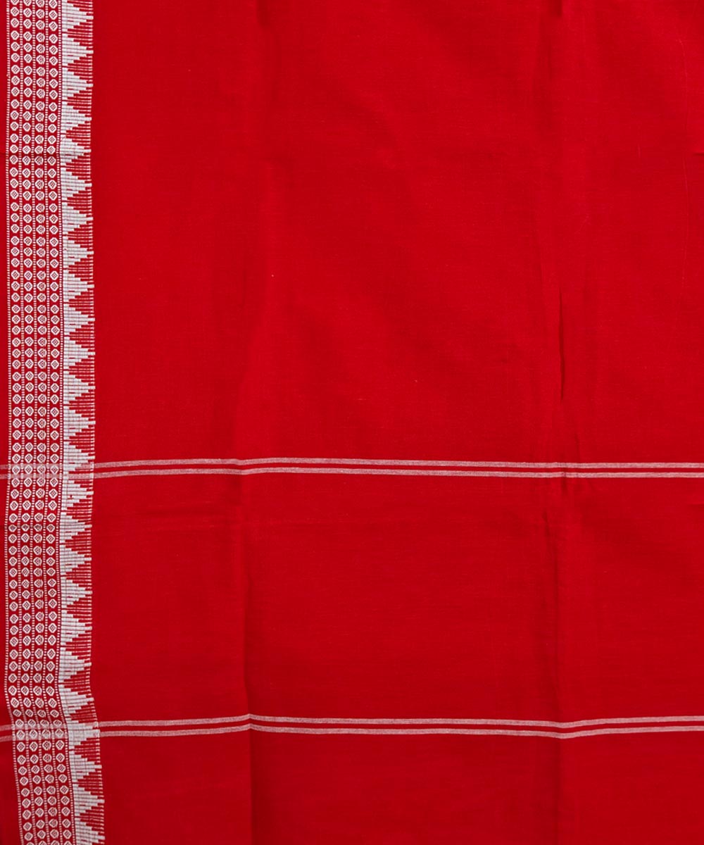 Red white handwoven cotton nuapatna dupatta