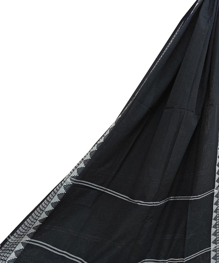 Black white handwoven cotton nuapatna dupatta