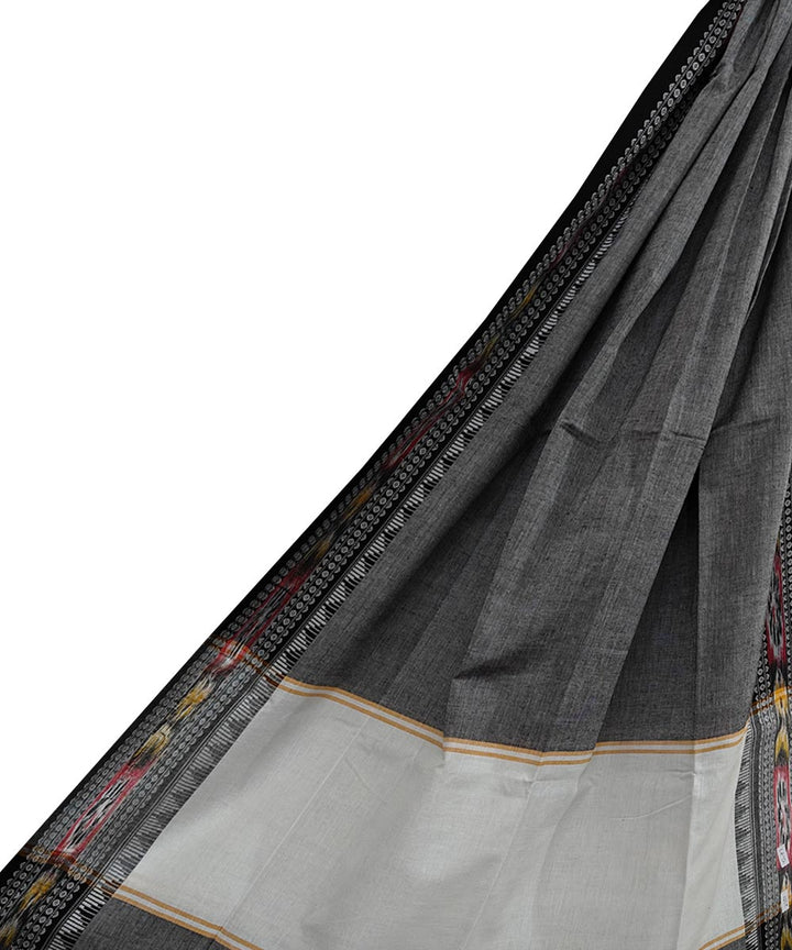 Grey white handwoven cotton nuapatna dupatta