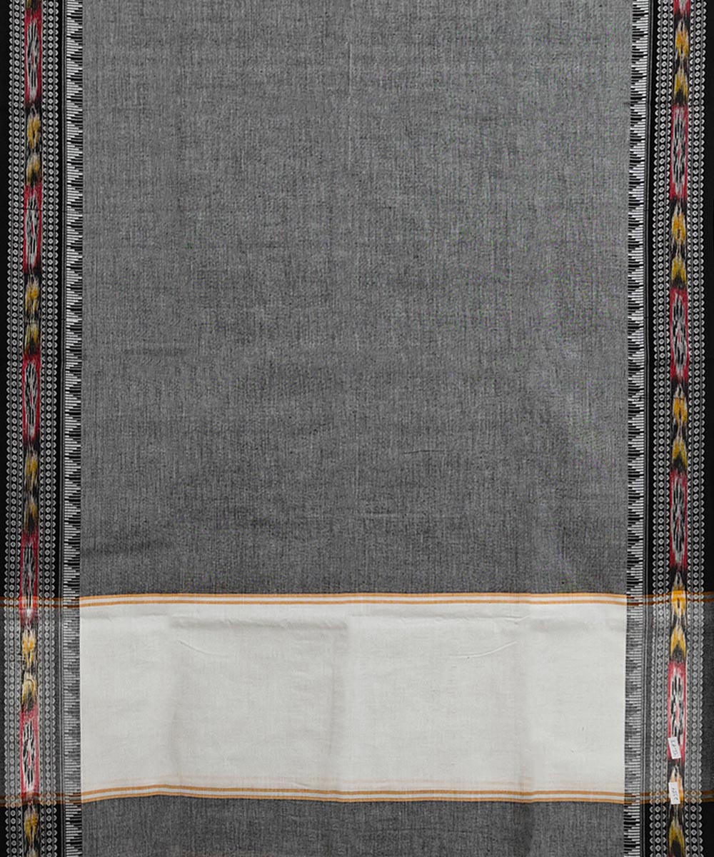 Grey white handwoven cotton nuapatna dupatta