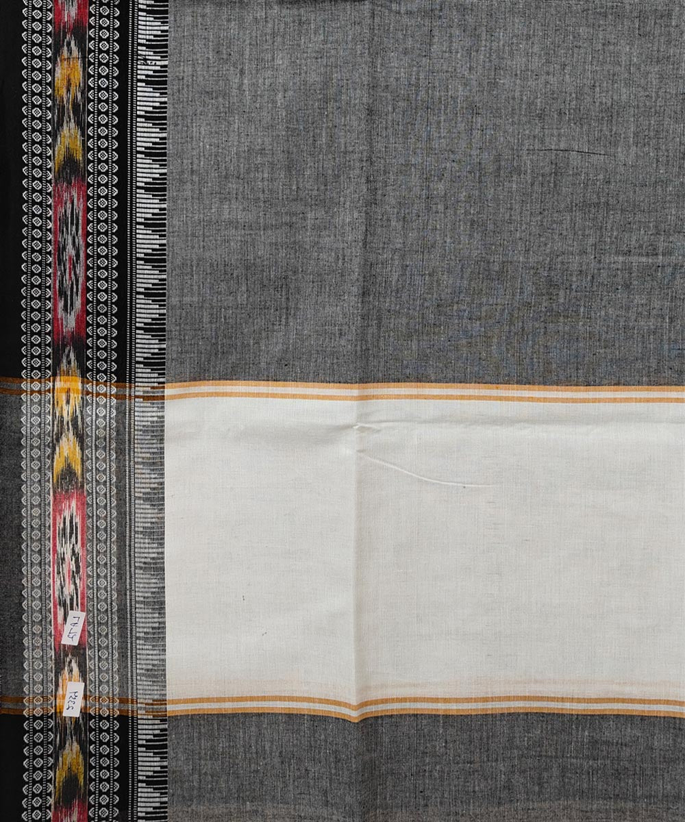 Grey white handwoven cotton nuapatna dupatta