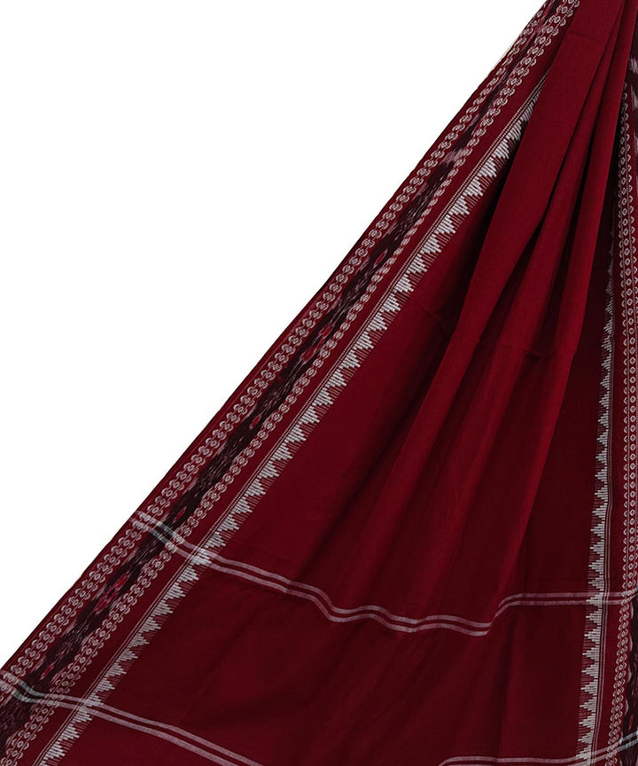 Maroon black handwoven nuapatna cotton dupatta