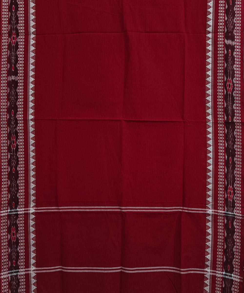 Maroon black handwoven nuapatna cotton dupatta