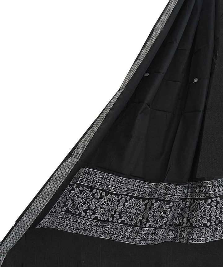 Black white handwoven cotton bomkai dupatta
