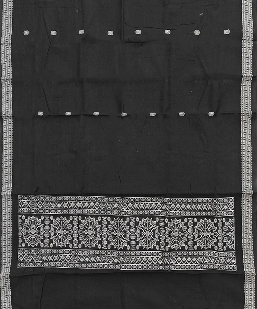 Black white handwoven cotton bomkai dupatta