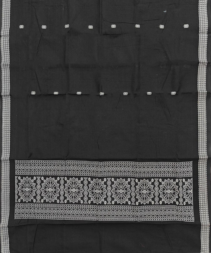 Black white handwoven cotton bomkai dupatta