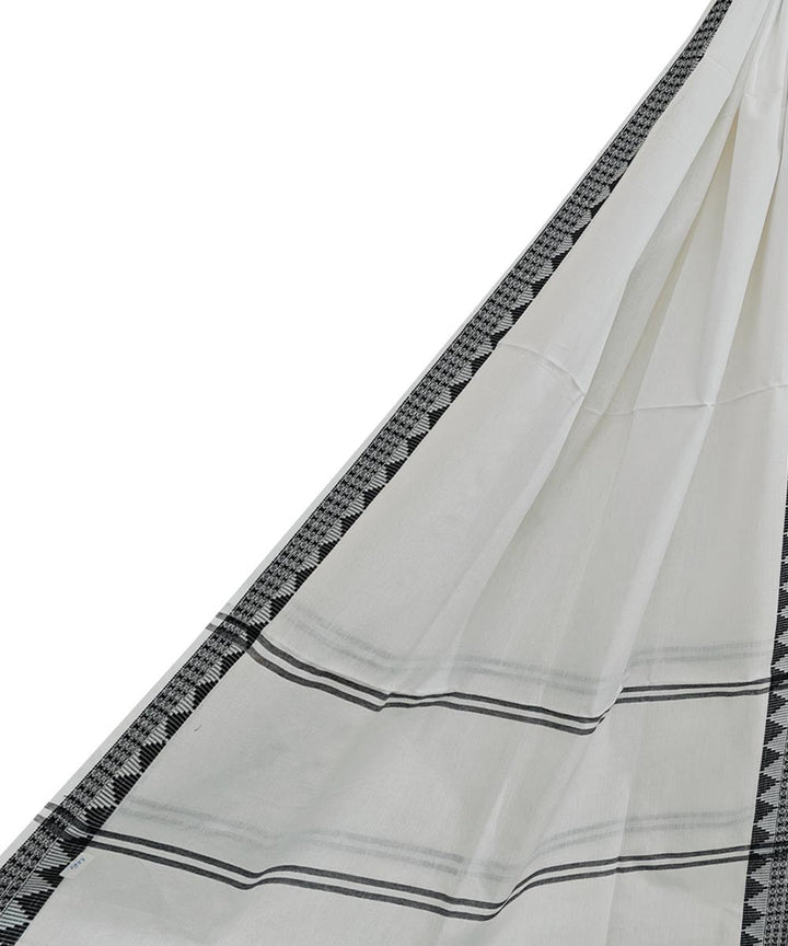 White black handwoven cotton nuapatna dupatta