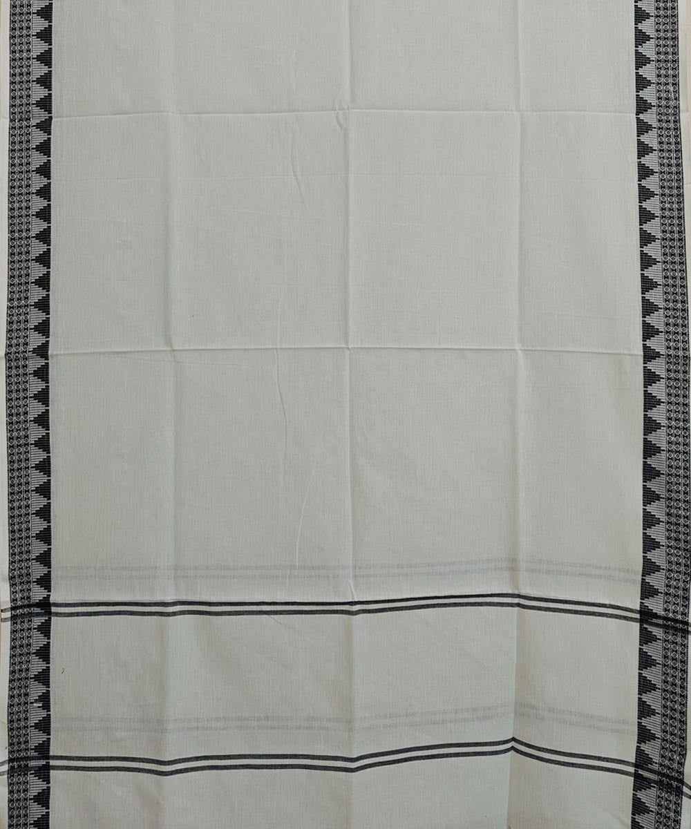 White black handwoven cotton nuapatna dupatta
