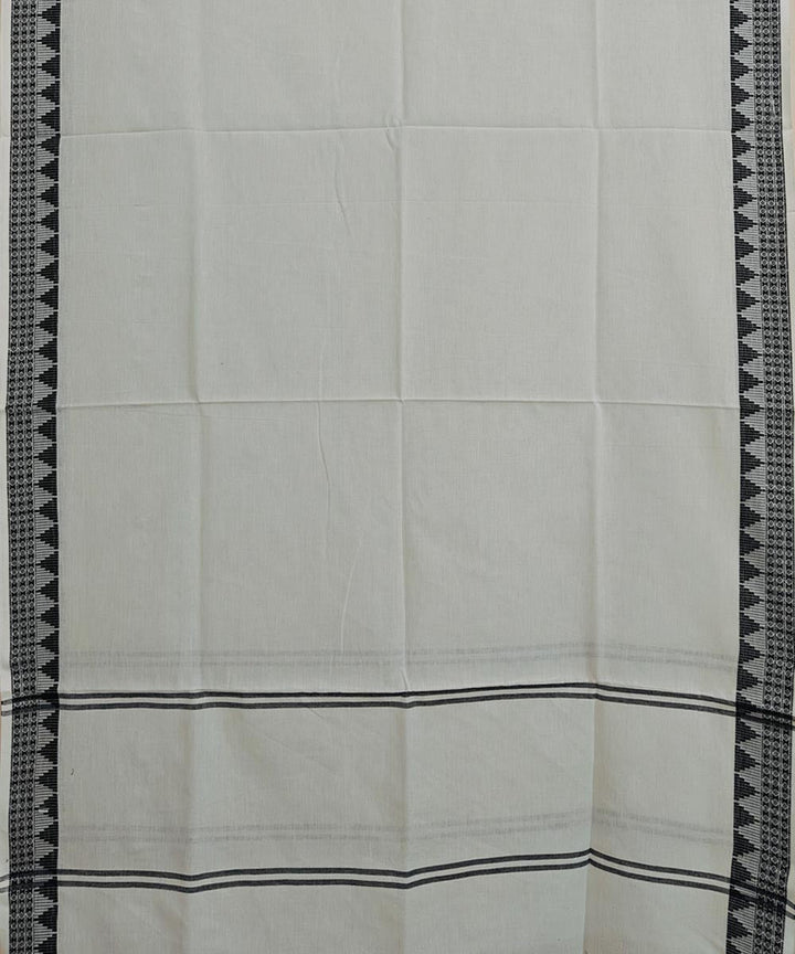 White black handwoven cotton nuapatna dupatta