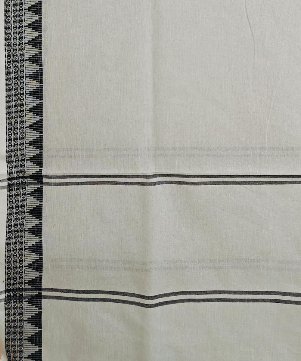 White black handwoven cotton nuapatna dupatta