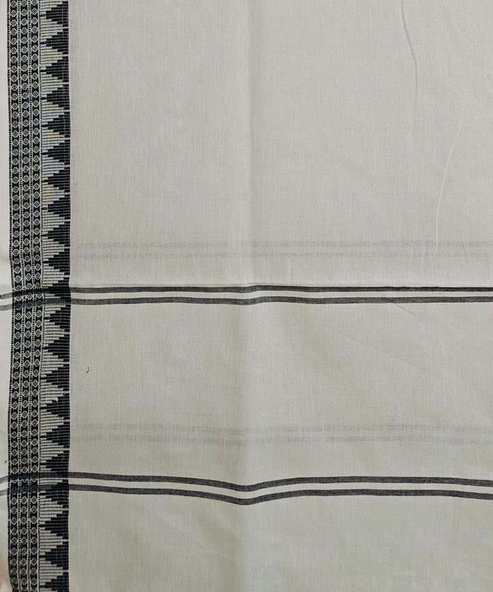 White black handwoven cotton nuapatna dupatta