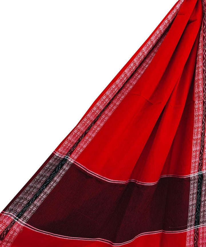 Maroon red black handwoven cotton nuapatna dupatta