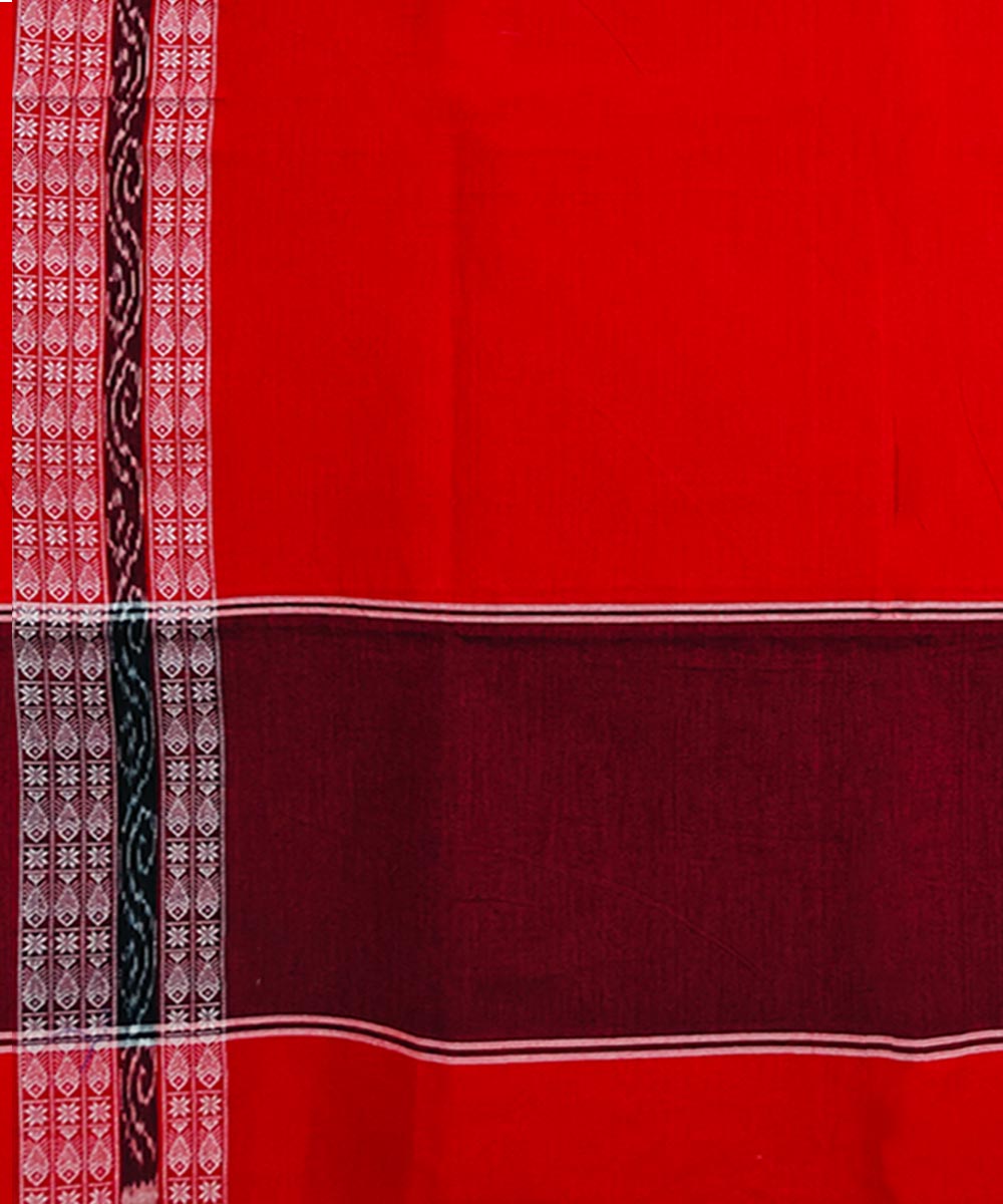 Maroon red black handwoven cotton nuapatna dupatta