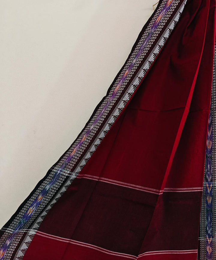 Maroon black handwoven cotton nuapatna dupatta