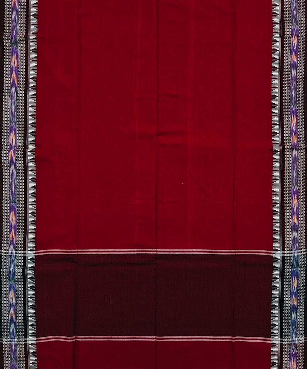 Maroon black handwoven cotton nuapatna dupatta