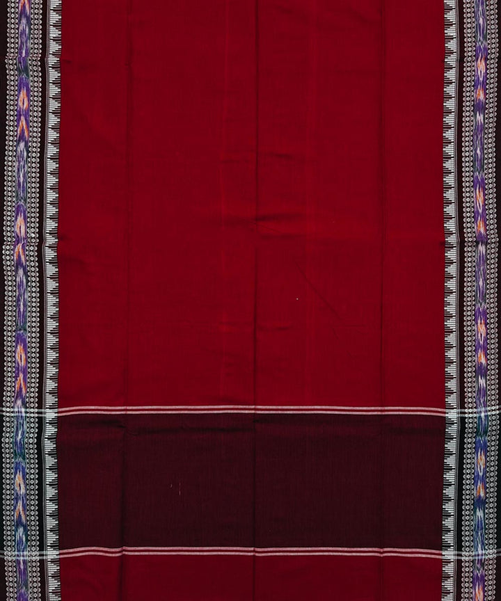 Maroon black handwoven cotton nuapatna dupatta