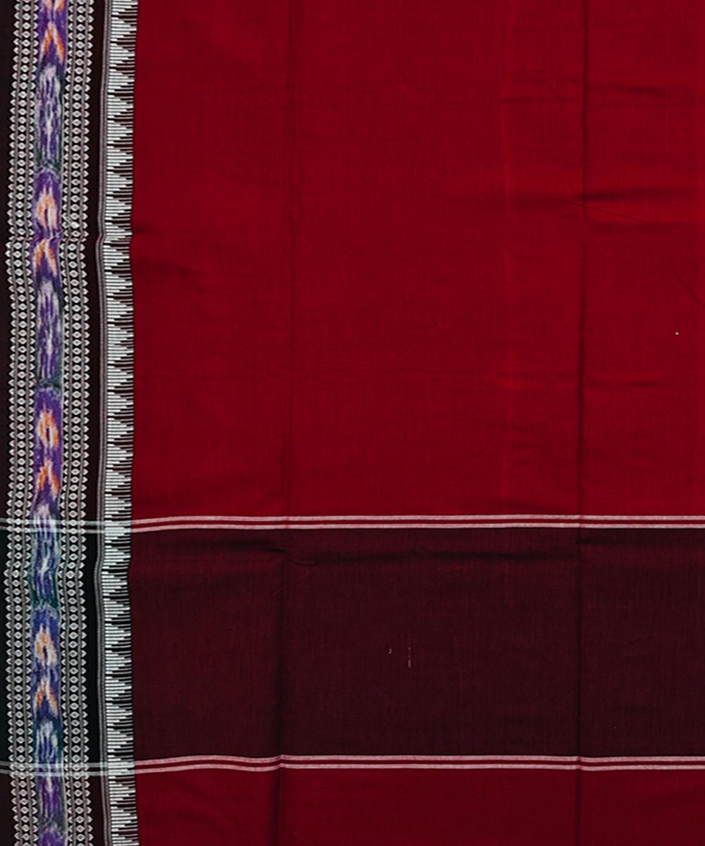 Maroon black handwoven cotton nuapatna dupatta