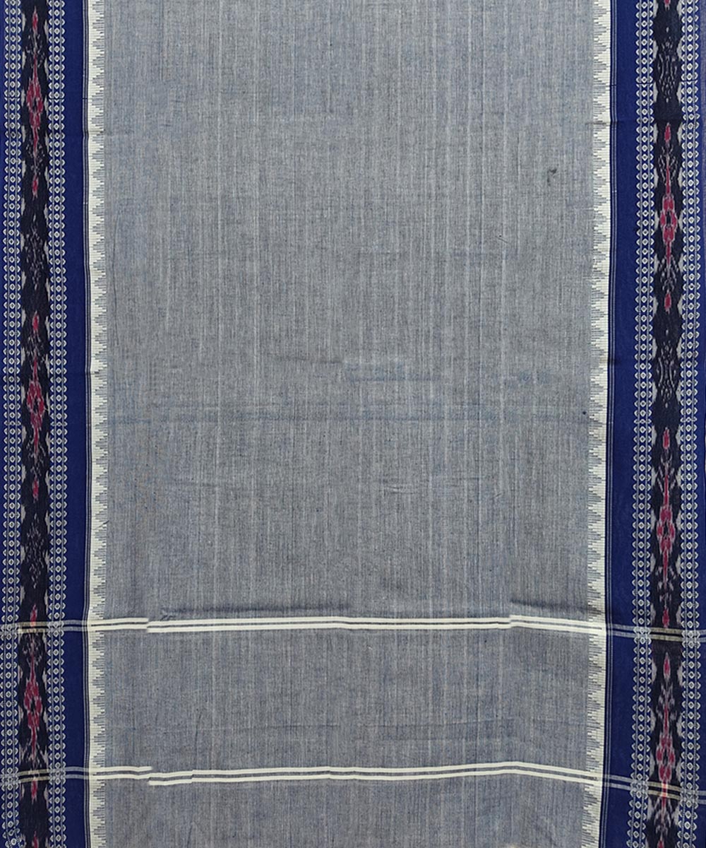 Grey Navy Blue Handloom Cotton Nuapatna Dupatta