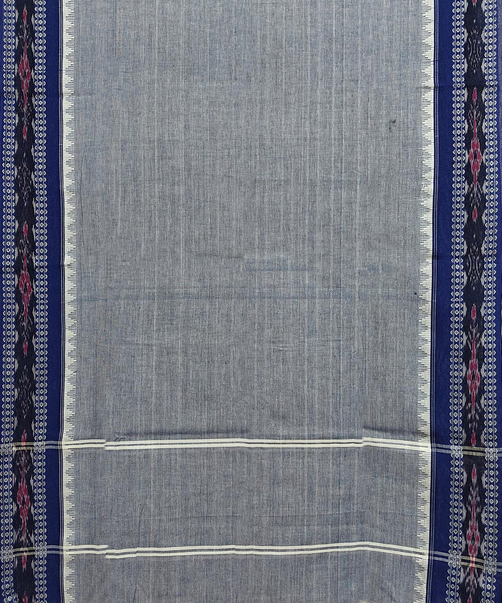 Grey Navy Blue Handloom Cotton Nuapatna Dupatta