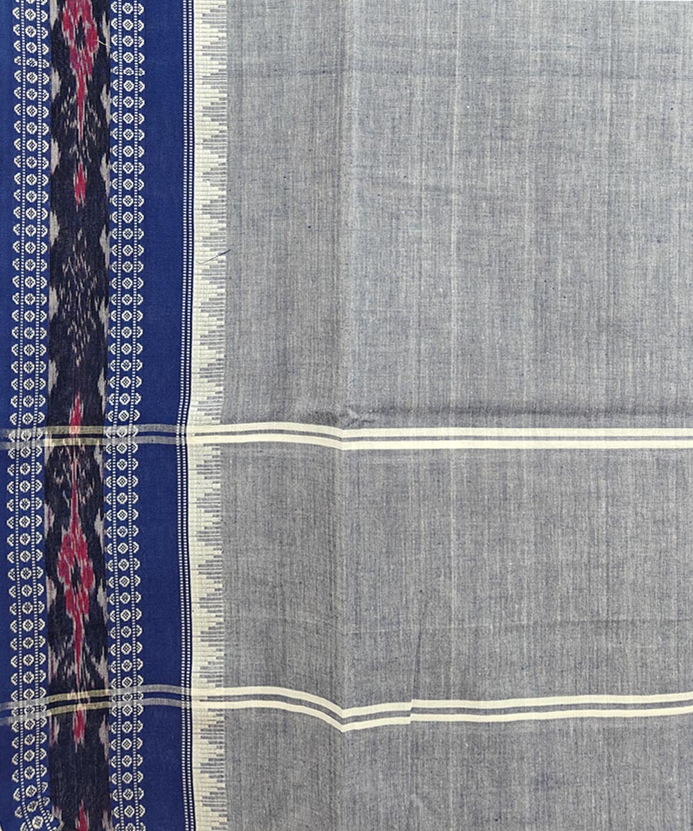 Grey Navy Blue Handloom Cotton Nuapatna Dupatta