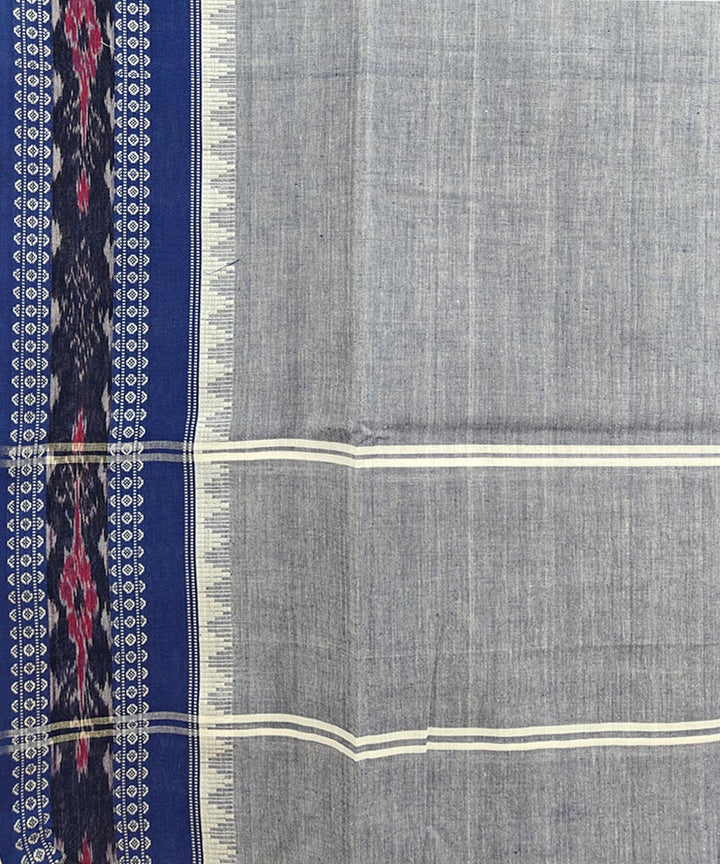 Grey Navy Blue Handloom Cotton Nuapatna Dupatta