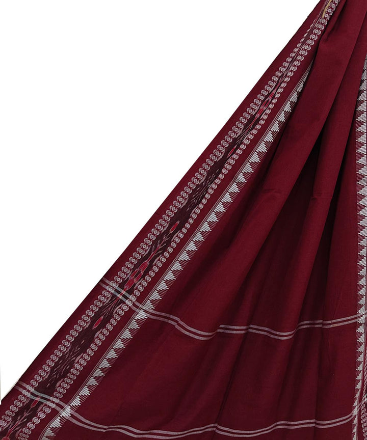 Maroon white Handloom Cotton Nuapatna Dupatta