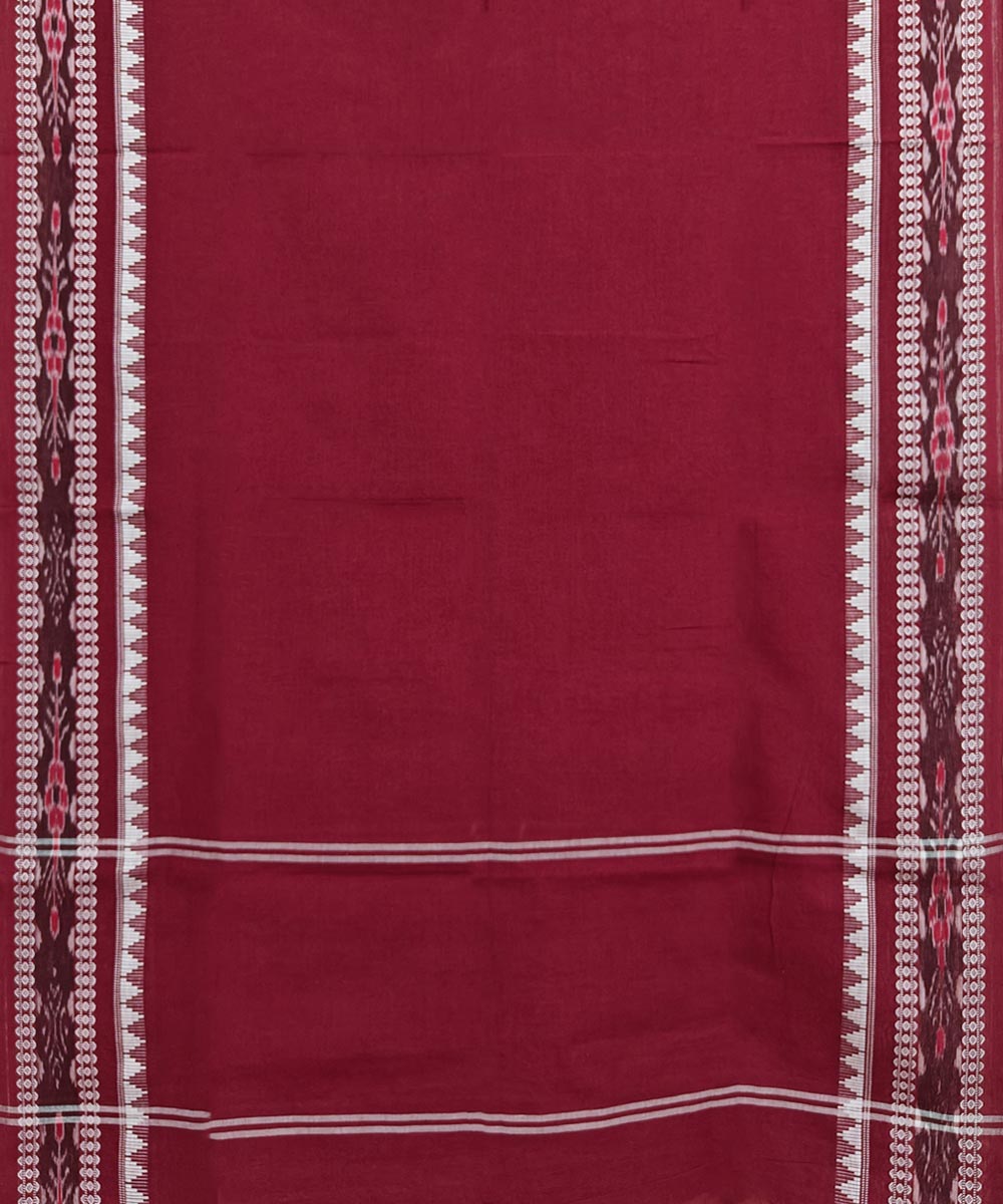 Maroon white Handloom Cotton Nuapatna Dupatta
